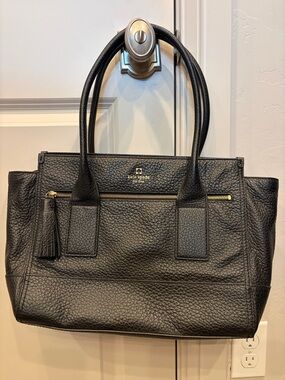 kate spade Black Pebbled Leather Tassel Tote